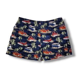 Vintage Big Dogs AOP Cargo Volley Wood Blue Swim Trunks Size 5XL